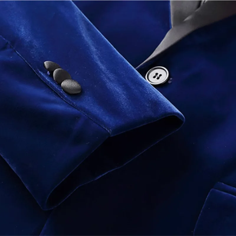 Mens Blazer High-grade Men Luxury Gold Velvet Suit One Button Slim Fit Jacket Blue / Red / Green New Homme Wedding Prom Party Dress Blazer