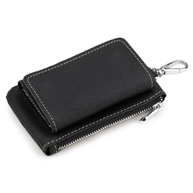 Genuine Leather Key Wallet Unisex Multifunction Keys Organizer Men Simple Card Keychain Cover Women Smart Housekeeper Coin Purse