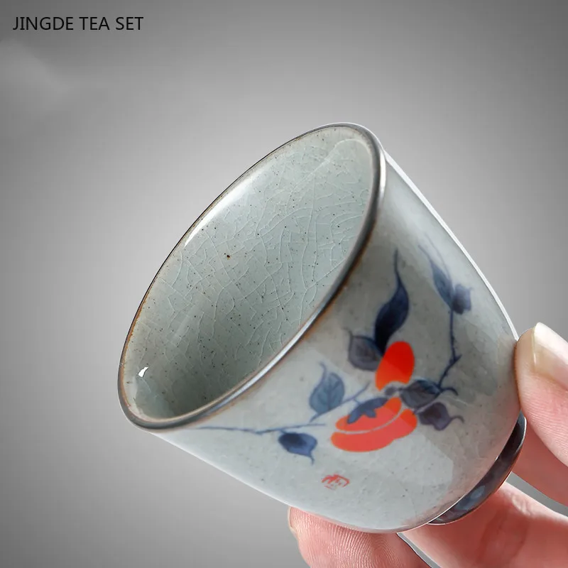 4Pcs Ceramic Zen Tea Cup Set Retro Blue and White Porcelain Teacup Small Tea Bowl Home Beauty Master Cup Chinese Tea Accessories