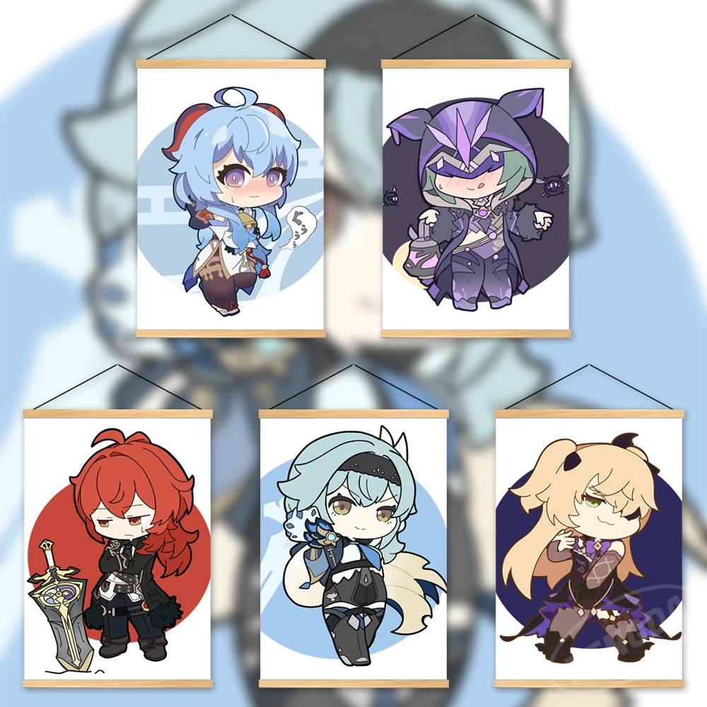 

Домашний декор, аниме, холст, деревянный Genshin Impact, подвесная картина, настенное искусство, плакат Yae Miko, Модульная картина Eula, прикроватный фон