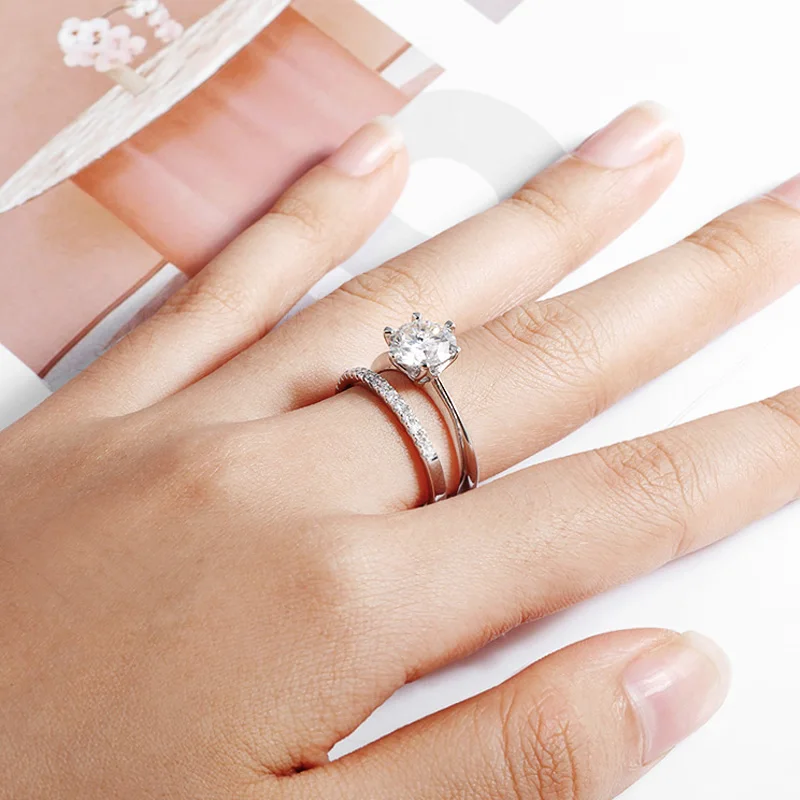 Smyoue 0.23-2.23CTTW Full Moissanite Wedding Rings for Women Sets Couple Rings 100% 925 Sterling Silver Top Quality Jewelry GRA 5