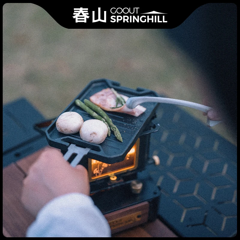 Gooutspringhill Mini Black Gold Baking Tray, Barbecue Tray, Cast Iron Baking Small and Portable, Outdoor Camping Equipment