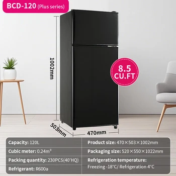 Alternative view of 120L Double Door Refrigerator with Top Freezer Small Home Fridge for Apartment Dormitory
