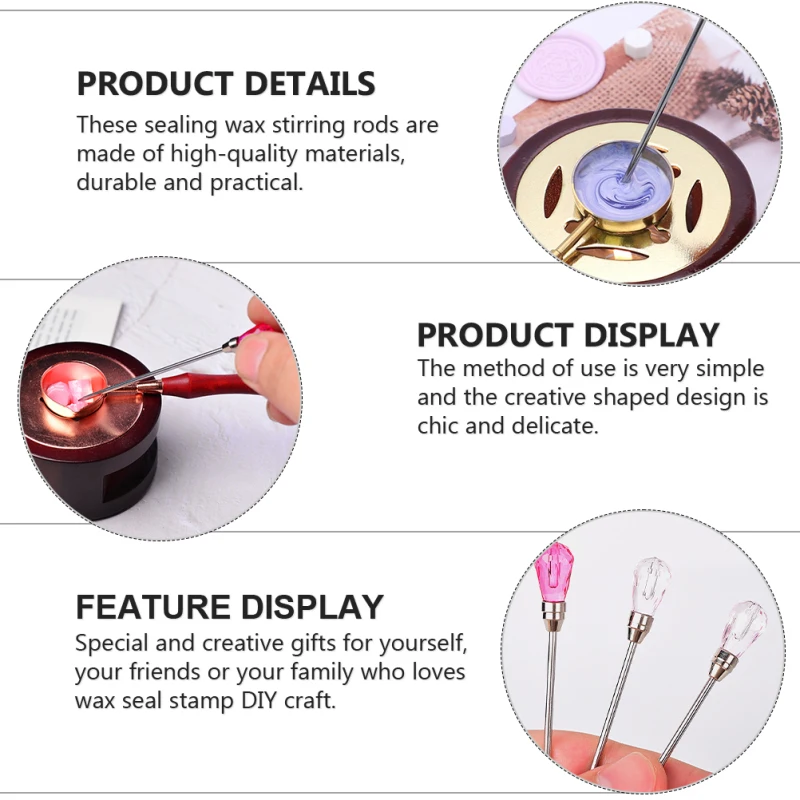 1 Set Sealing Wax Stirring Rod Creative Seal Wax Stirrer Stick Spoon Random Color Fire paint stirring rod sealing wax seal tool