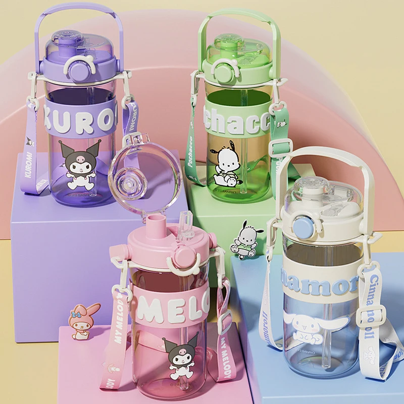 

Sanrio Summer kettle Kawaii Kuromi Cinnamoroll Melody Water cup Children's straw cup tritan material Student water cup 745ML