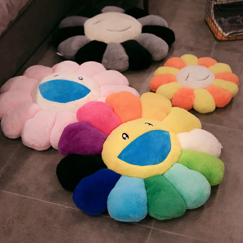 Rainbow Sunflower Seat Cushion Chair Sofa Bed Room Decor Colorful Flower Plushies Cuddly Pillow Floor Sitting Cushion Girl 6