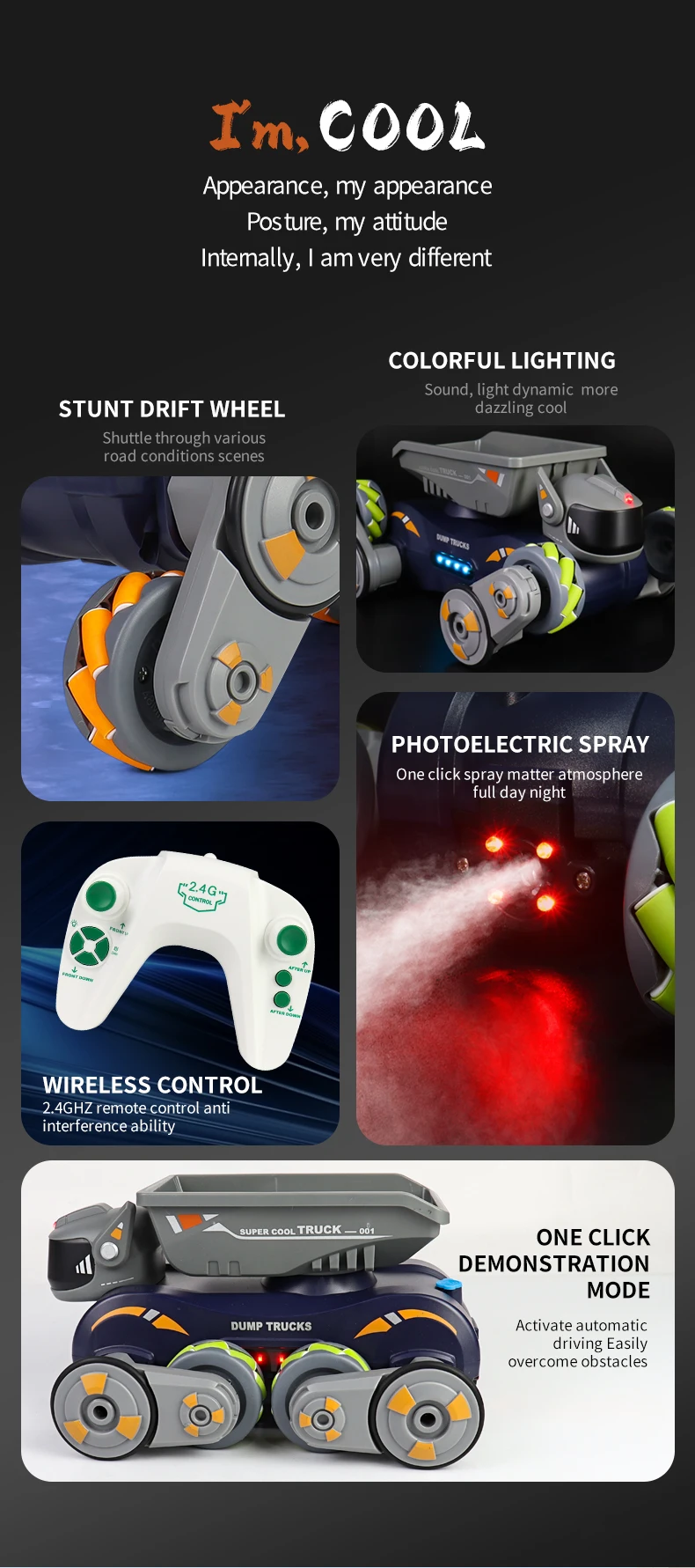RC Robot Dog Gesture Stunt Car Remote Control Dual Control Robot Dog with Music Light Spray Walking Electronic Pet Toy Car Gifts 5