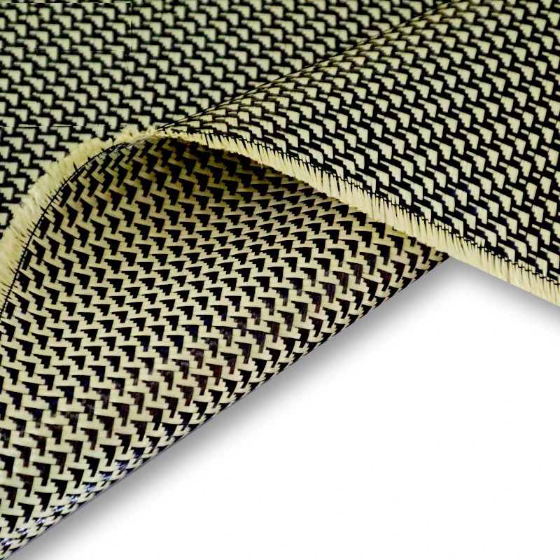Kafu Kevlar 3K carbon aramid fiber mixed woven fabric yellow