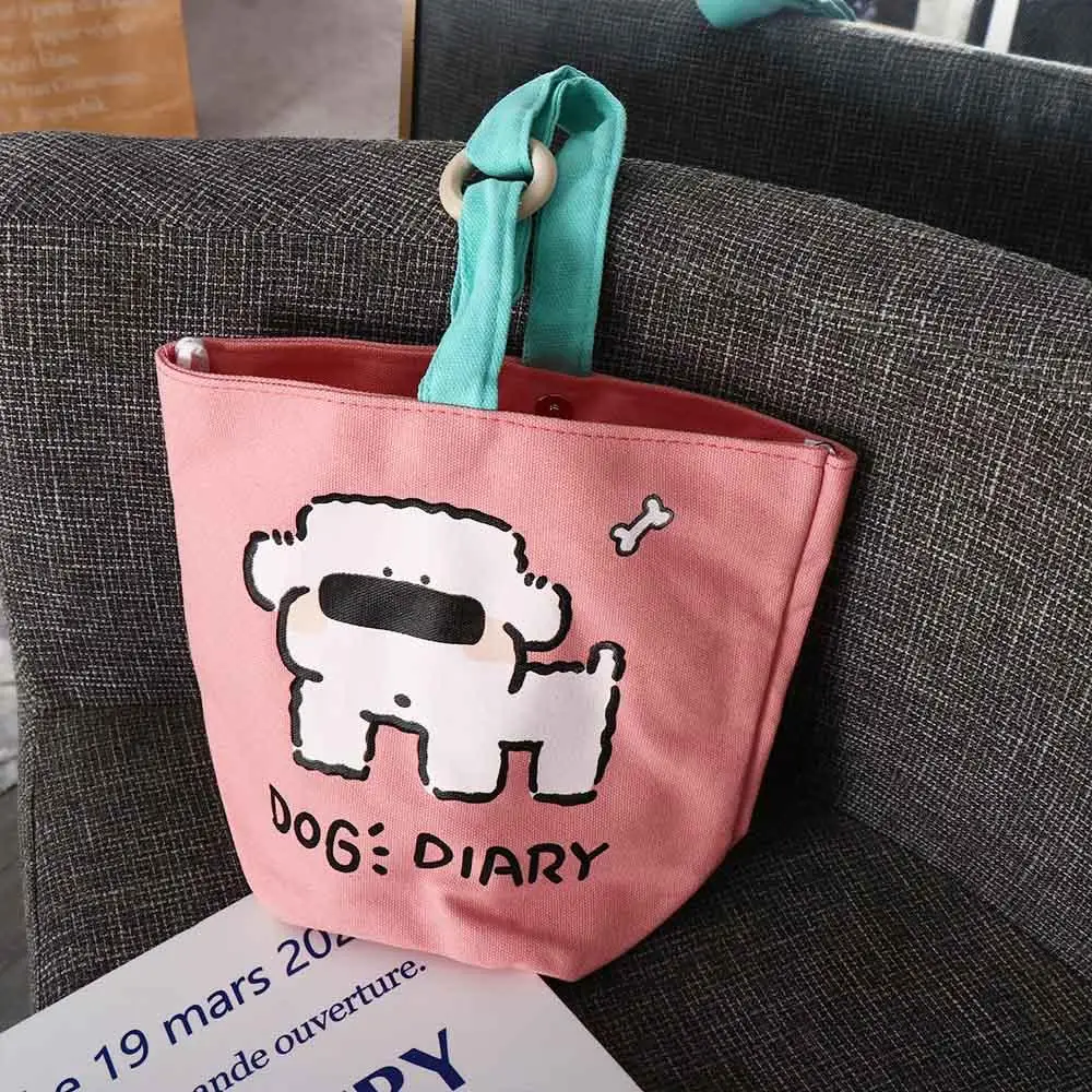 Fadou Canvas Dog Tote Bag Foldable Large Capacity Husky Bucket Shape Bag Ins Style Cartoon Cartoon Handbag Travel