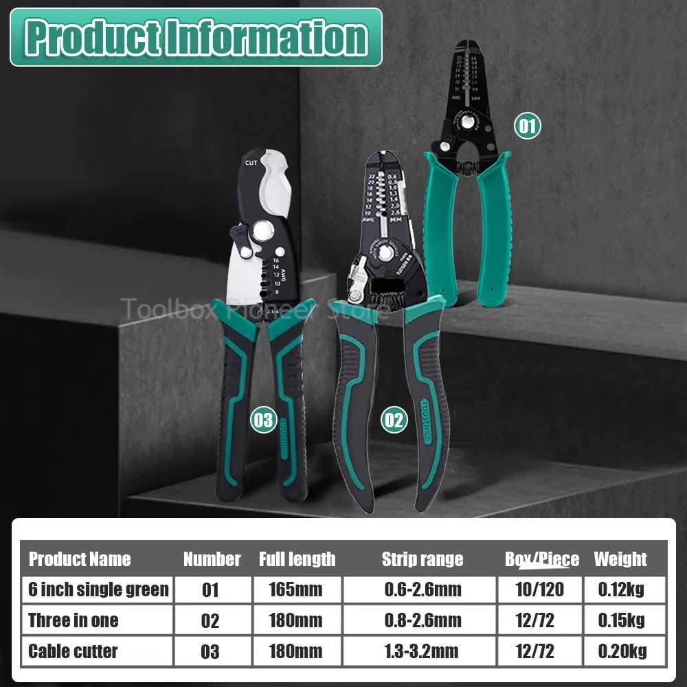 

9 In 1 Cable Cutter Wire Stripper Professional Iron Copper Electricity Cable Clamps Crimping Pliers Splitting Peeling Pliers