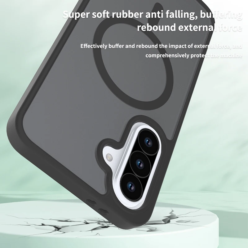 Enhanced Anti-Drop Magnetic Phone Case with Matte Translucent Finish