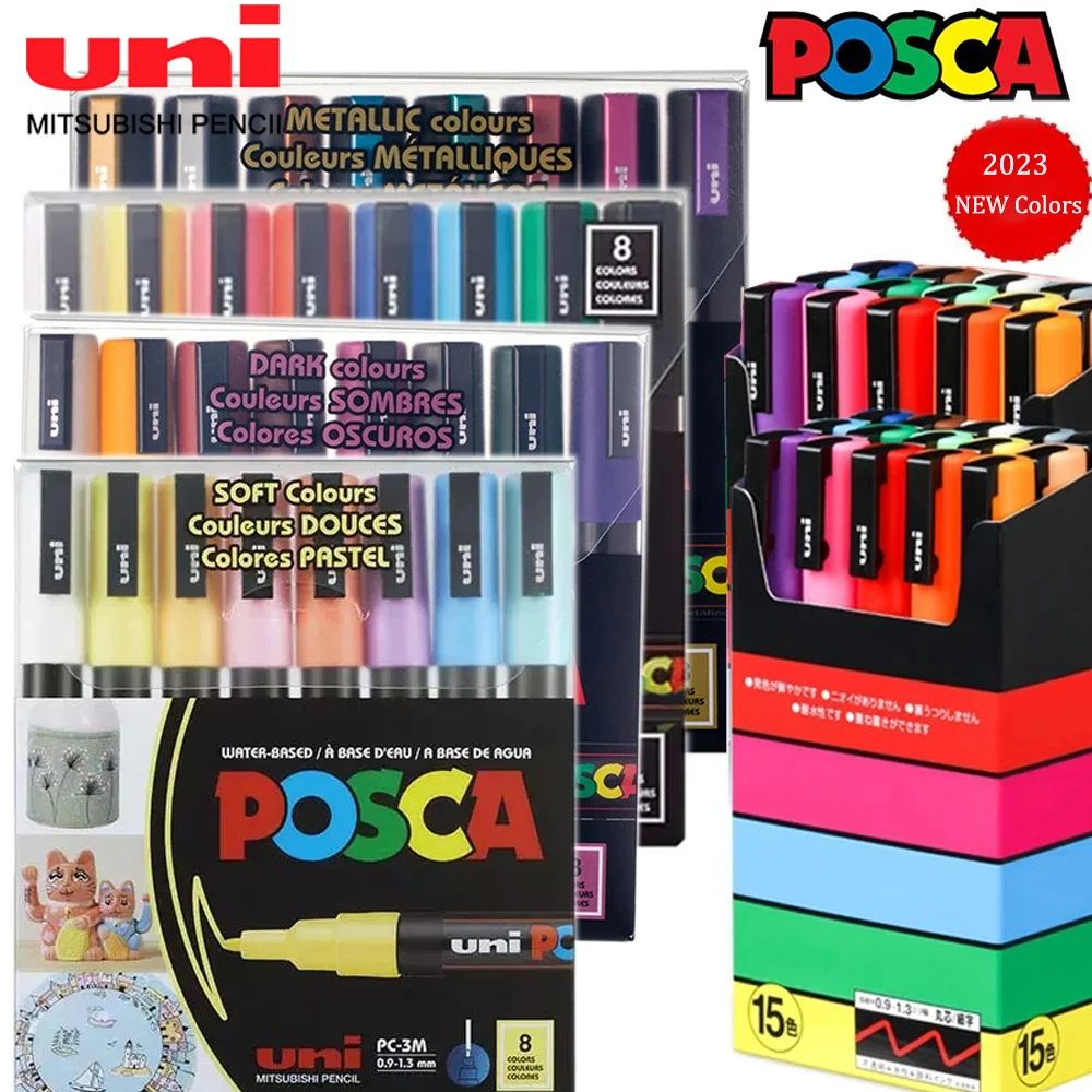 Uni Vernice Acrilica Posca Pennarello Set Pc-5M Pc-3M Pc-1M Rock Rotuladores Marcatura Penne Artistiche Graffitti Pittura Forniture Penna Vernice