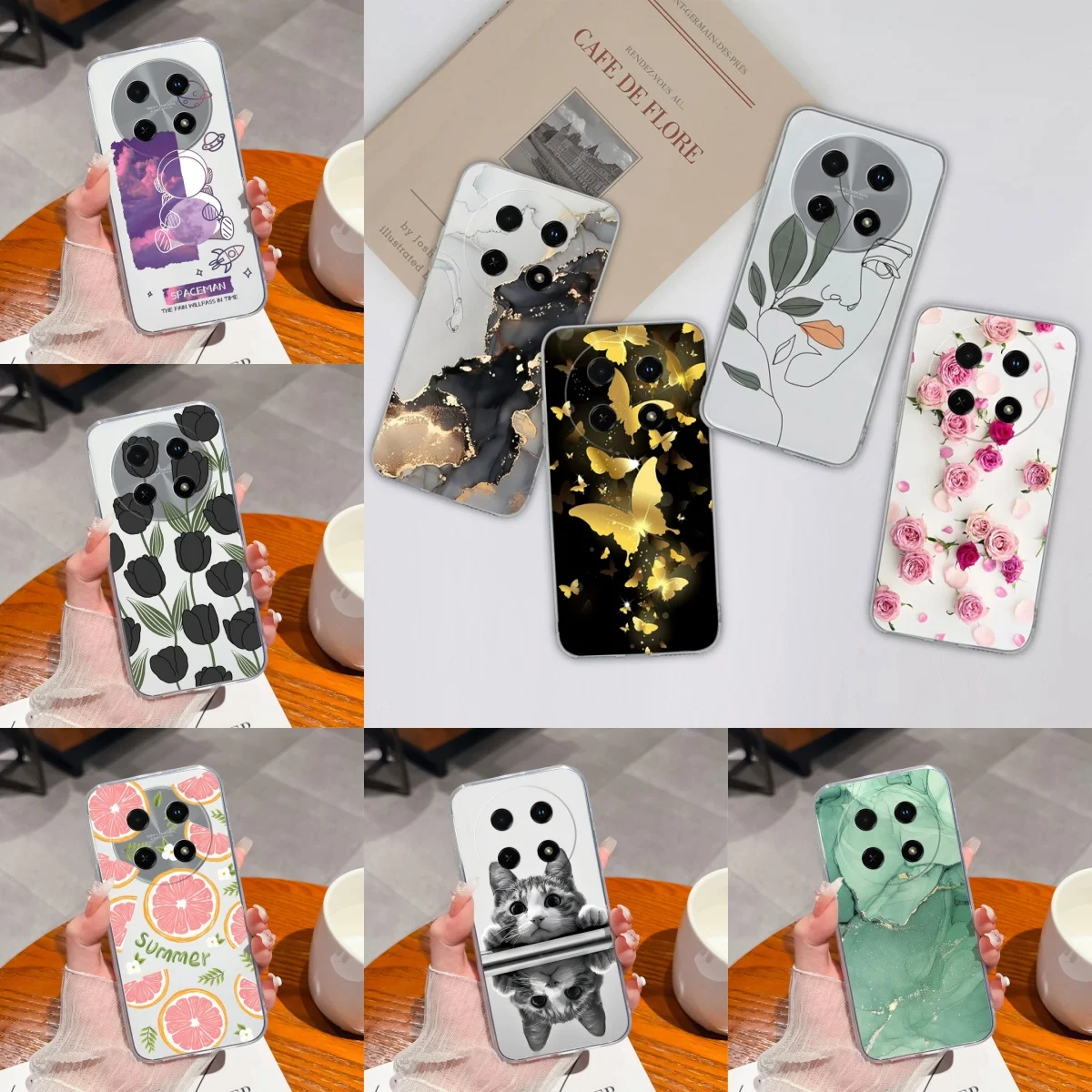 Beautiful Flower Butterfly Clear Anti-Fouling Soft Cover - Anti-Fall Protective Case