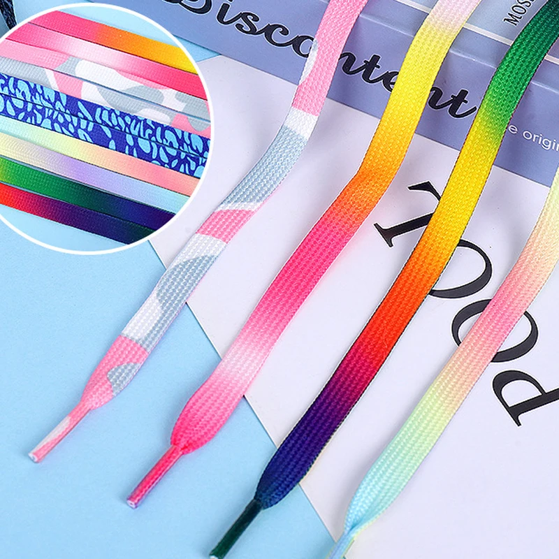 

Rainbow shoelaces, small white shoelaces, single layer dopamine flat shoelaces, colored sports shoelaces