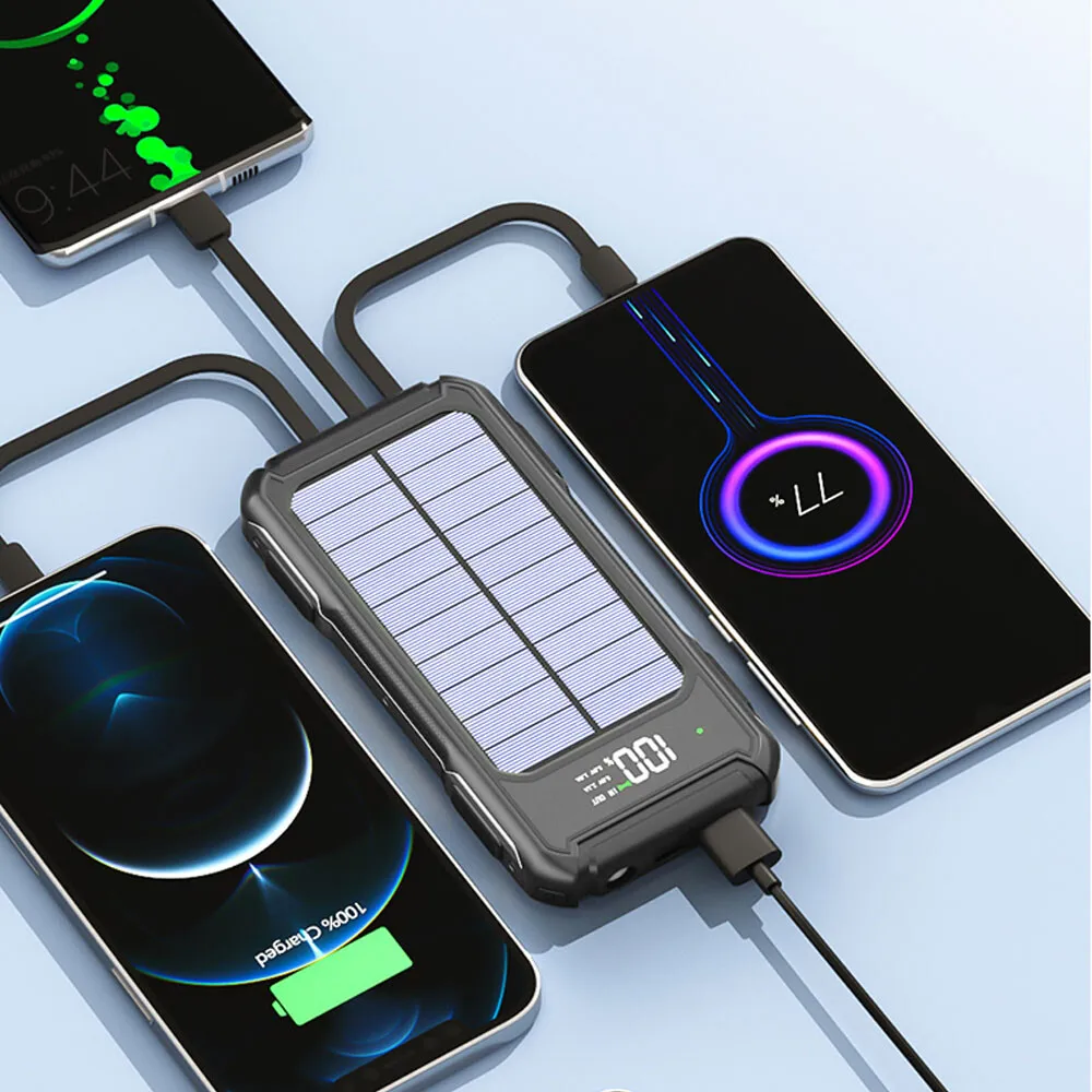 20000/10000mAh 4 Output Portable Charger Solar Power Bank For Cell Phone 3