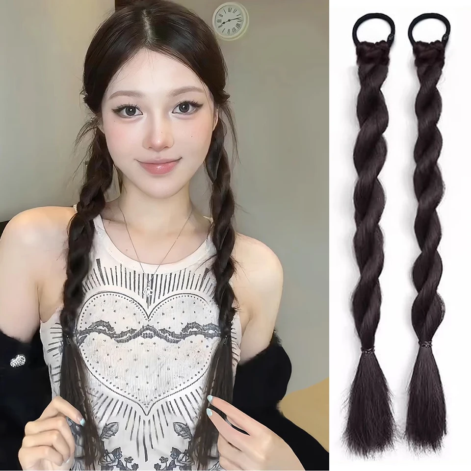 Synthetic Wig Ponytail Twist braid Wig Braided Hair Double Ponytail Braid Suitable For Daily Wear