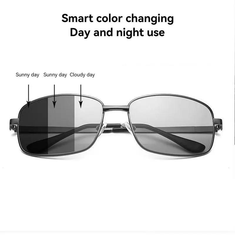 Polarized Sunglasses Men Photochromic Lenses UV Protection Anti-Slip