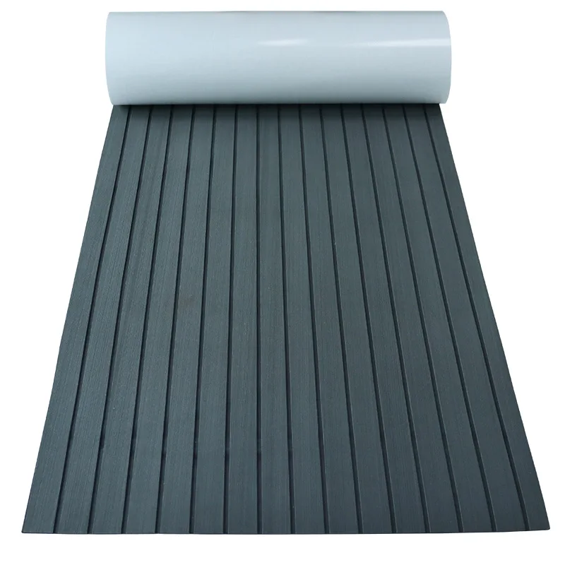Eva Foam Faux Teak Waterproof Marine Floor Mat - Brown & Black