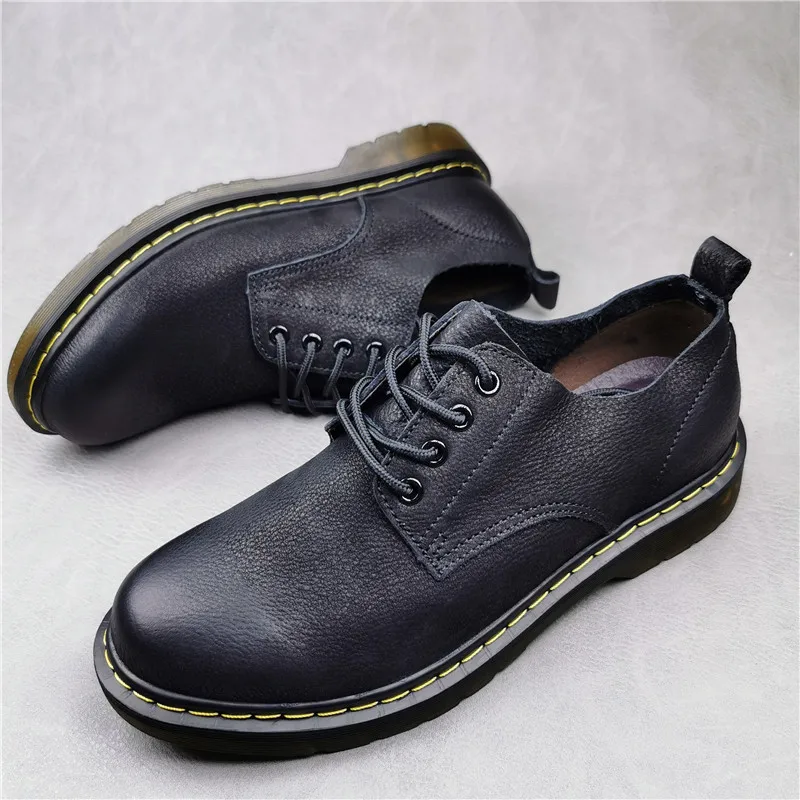 

Foreign Trade Men's Shoes Leather Casual Leather Shoes Cowhide Soft Tendon Soles Big Head Shoes British Retro Made Old Shoes Men