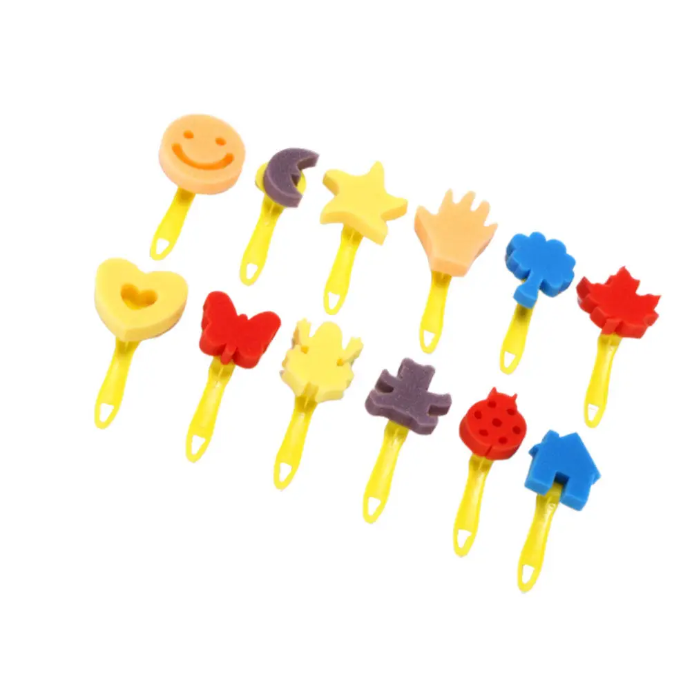 12Pcs 페인팅 스폰지 브러쉬 세트 부드러운 손잡이 크리 에이 티브 아트 페인팅 드로잉 낙서 DIY 용품 상상력