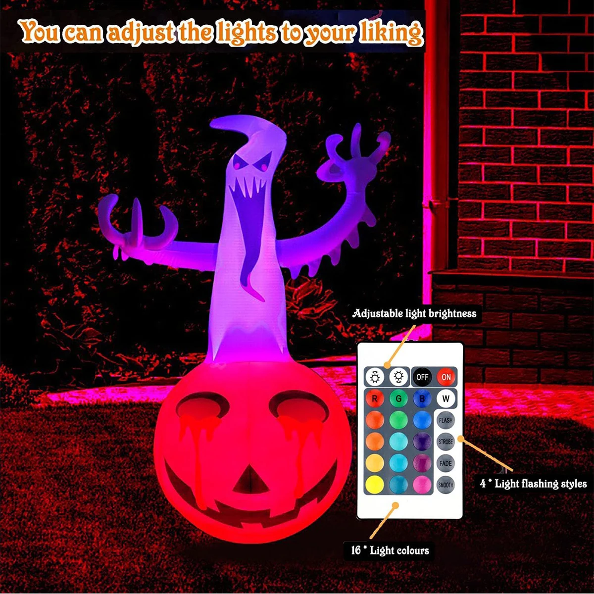 Inflatable Pumpkin Ghost Halloween Decorations Battery Powered With LED Lights Outdoor Holiday Decorations PVC Material For Home 6