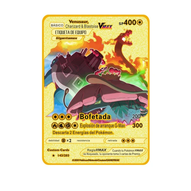 Spanish Pokemon Metal Card Pokémon Letters V VMAX Charizard GX