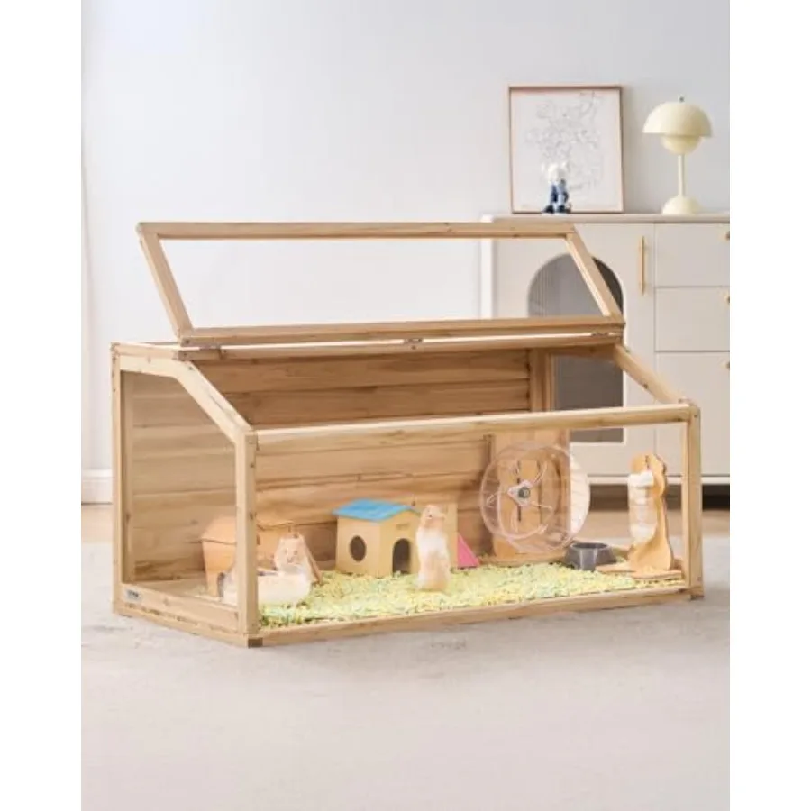 Wooden Dwarf Hamster Cage with Acrylic Top Access