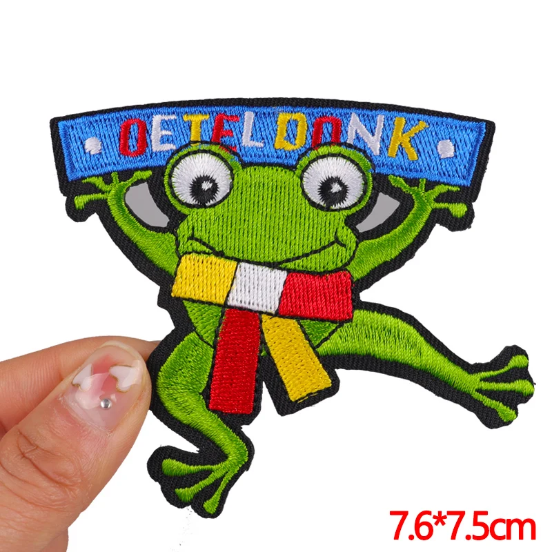 Netherland Oeteldonk Emblem Stickerei Patch Forg Karneval Für Netherland Eisen Auf Patches Für Kleidung Frosch Patches Auf Kleidung