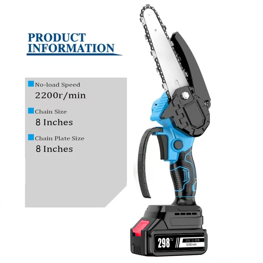 8 Inch Electric Chain Saw Handheld Portable Chainsaw Tree Wood Cutter Pruning Garden Power Tool Compatible Makita 18V Battery 5