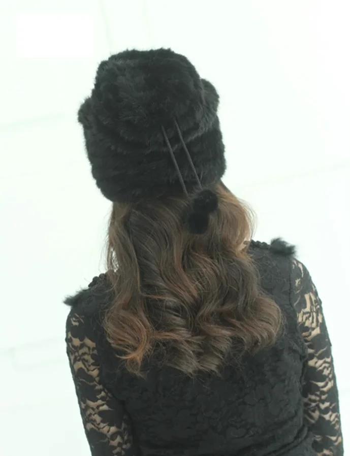 Damen Winter Echtpelz Mütze aus Nerz, Locker Geschnitten, Vintage-Stil, Warm und Gemütlich, Retro-Kappe für Damen – Detail 11