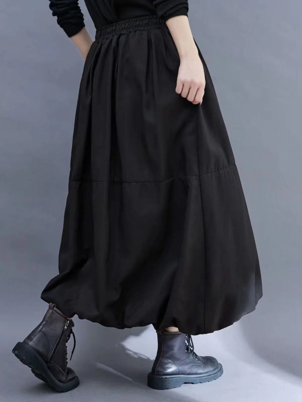 plus Size Autumn Winter A-Line Skirt Loose Fit High Waist Flared Lantern Long Skirt Women's Faion Full Body Coverage Gown