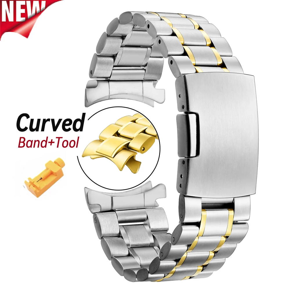

16/18/24/20mm 22mm Stainless Steel Watch band for Samsung Galaxy Watch 3 Gear S3 Classic 41/46/45mm Curved End Metal Watch Strap
