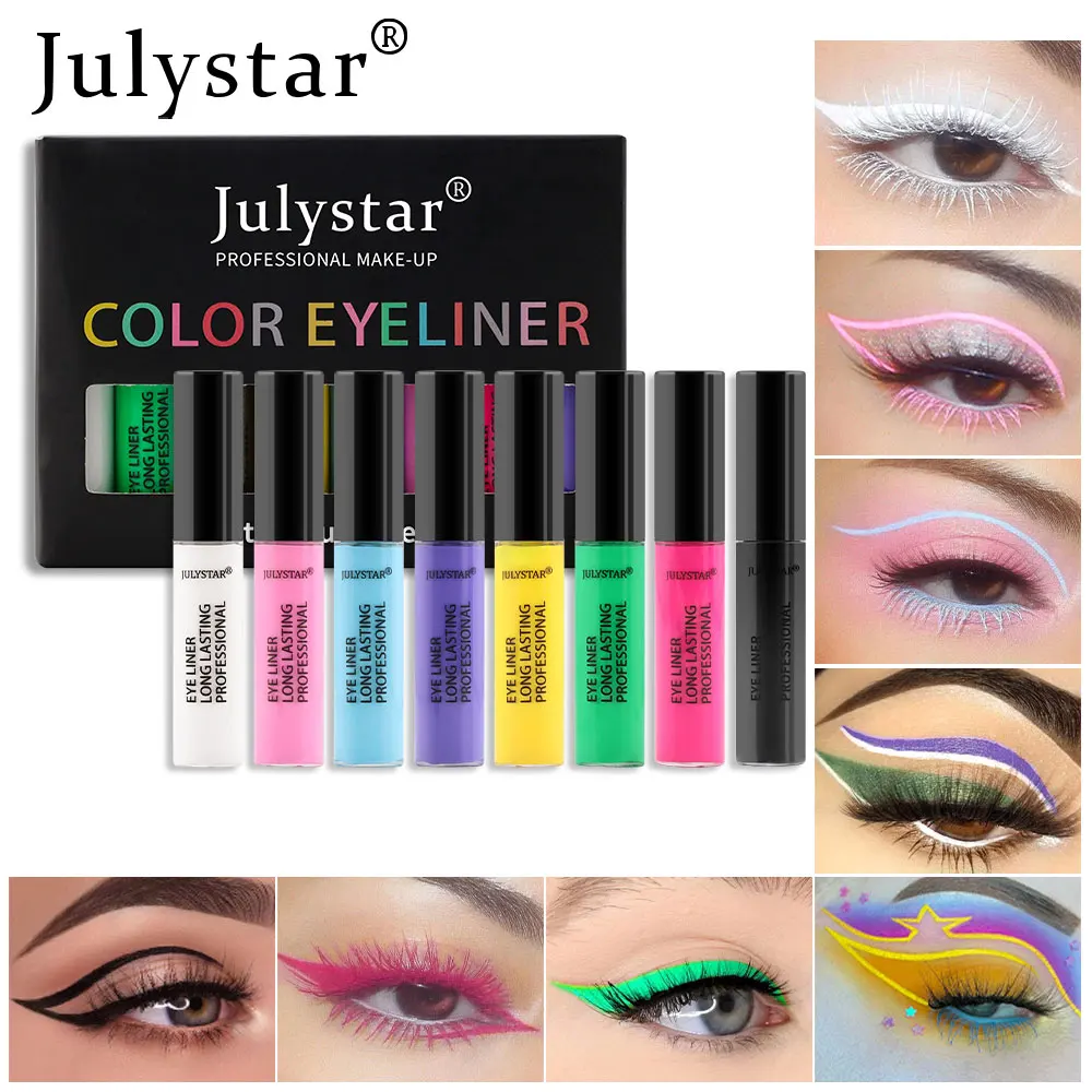 

8Pcs/Box Colorful Liquid Eyeliner Waterproof Long Lasting Matte Eye Liner White Blue Green Eyeliner Pen Women Makeup Cosmetics