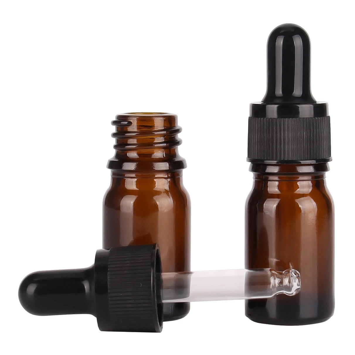 6/12/24pcs 5ml 10ml 15ml 20ml 30ml 50ml 100ml Amber Glass Dropper Bottles with Glass Pipette for Cosmetic Perfume Essential Oils 4