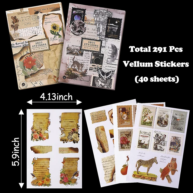 488Pcs Vintage Junk Journaling Scrapbooking Supplies Kit Retro