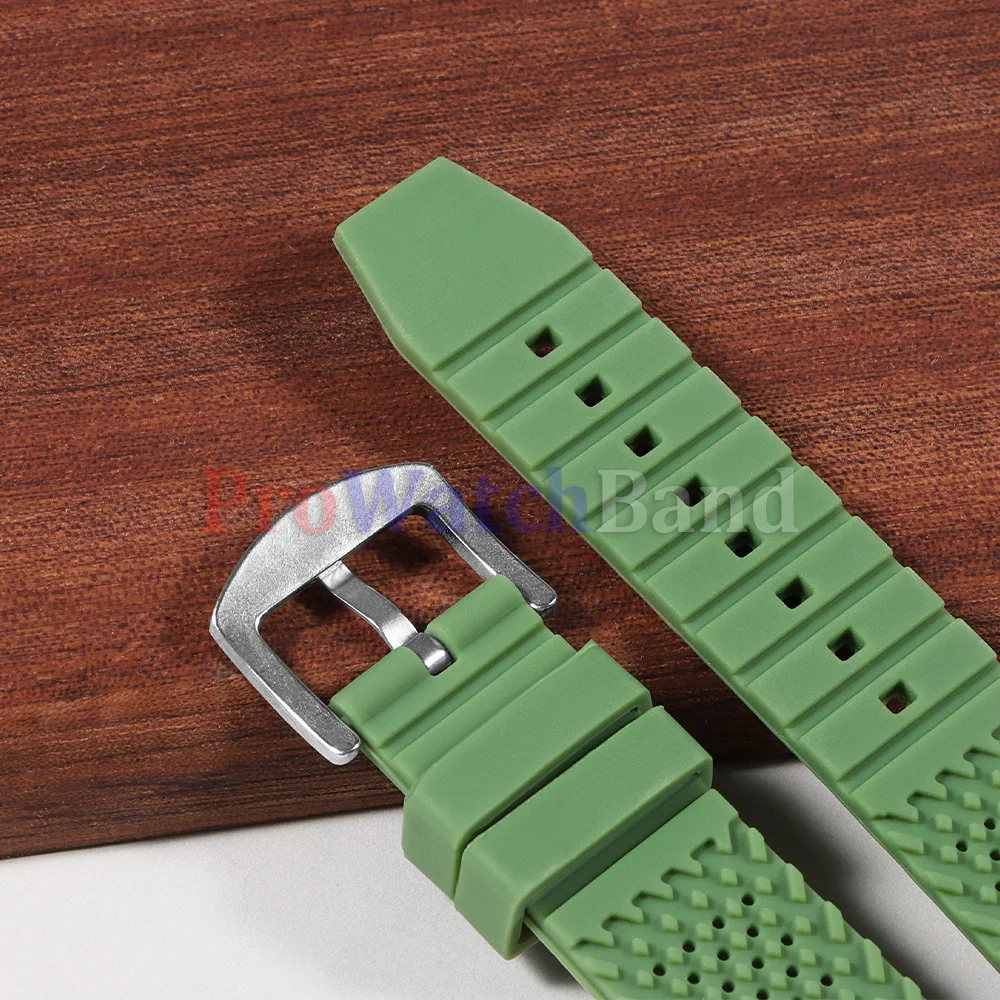 Premium Silicone Waterproof Sport Watch Band with Pin Buckle - Soft Rubber Strap