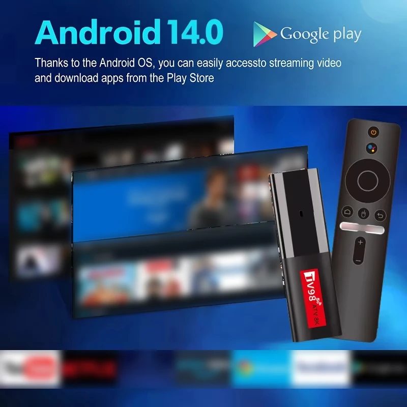 TV98 ATV Smart TV Stick Android 14 H618 2.4G 5G Wifi Support OTA