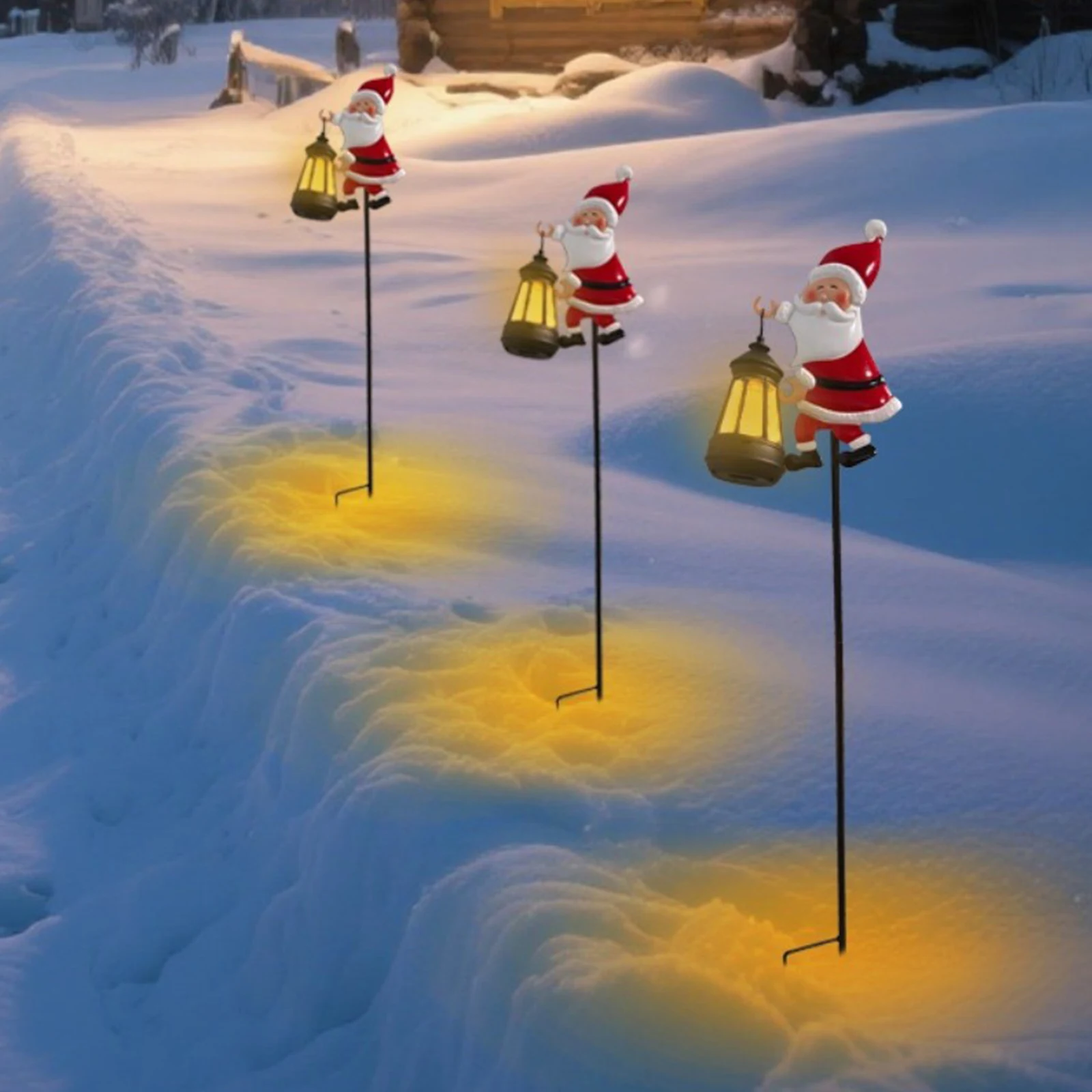 Christmas Solar Santa Kettle Light – Waterproof Metal Yard Decoration With Projection Effects, Hanging Or Staking, White Lights For Garden & Patio