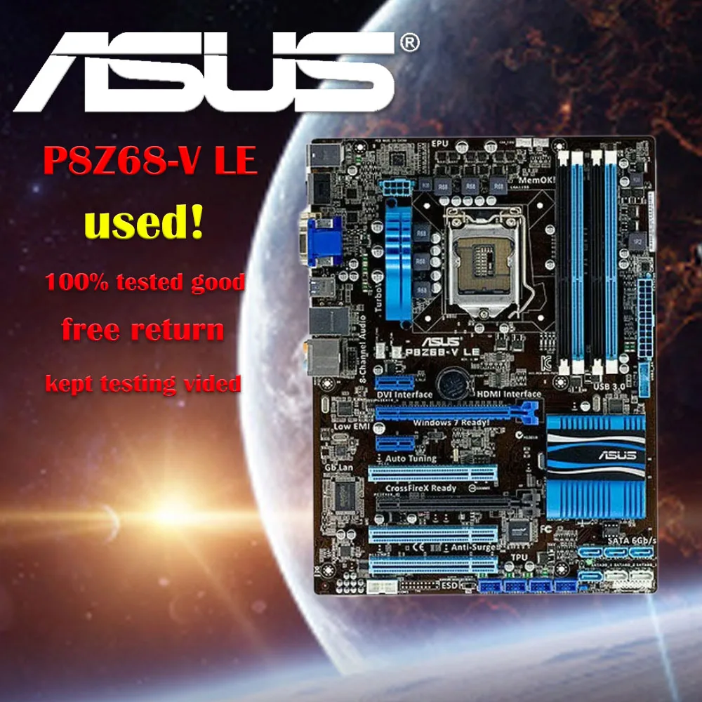 Asus P8Z68-V LE Motherboard For Intel Z68 Socket LGA 1155 For i3 i5 i7 DDR3 32G SATA3 USB3.0 ATX