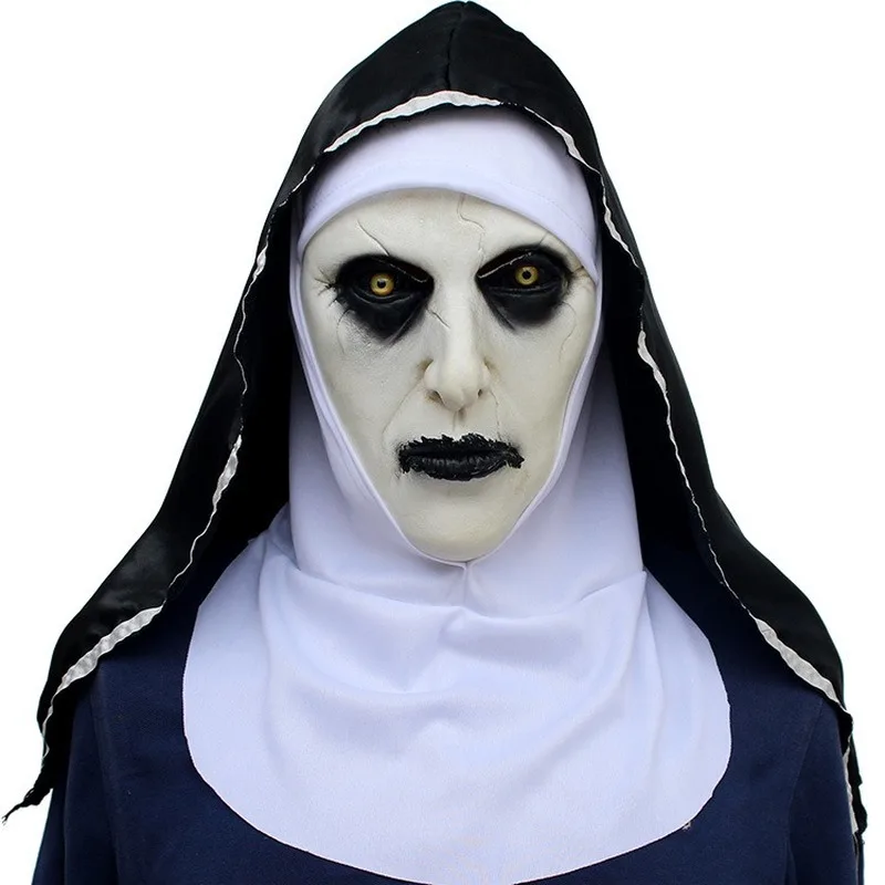 

Страшная маска монахини, косплей валак, страшные латексные маски с шарфом для головы, шлем на все лицо, Хэллоуин, искусственные реквизиты