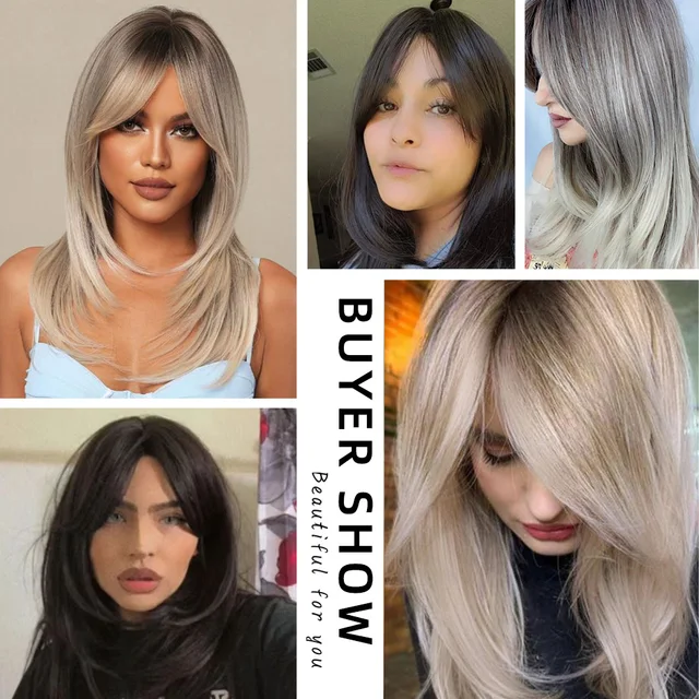 Long and straight, this high-quality synthetic wig with bangs is perfect for women who want to change up their look. It's designed to look natural and can withstand heat, making it suitable for daily wear - Image 2
