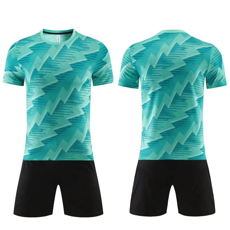 Children's Football Kit Men's Soccer Team Jersey Sets Vertical Stripe Sports Suit Quick Drying Fabric Uniform