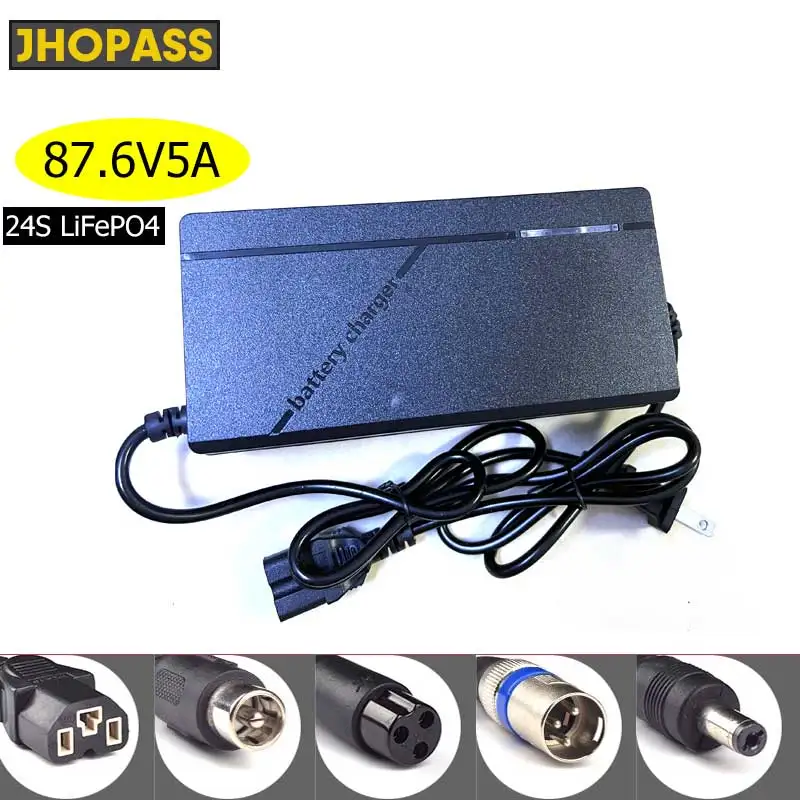 

87.6V5A Lithium Battery electric bike Charger For 24S 76.8V LiFePO4 battery pack e-bike Charger high quality Plug EU/US/UK/AU