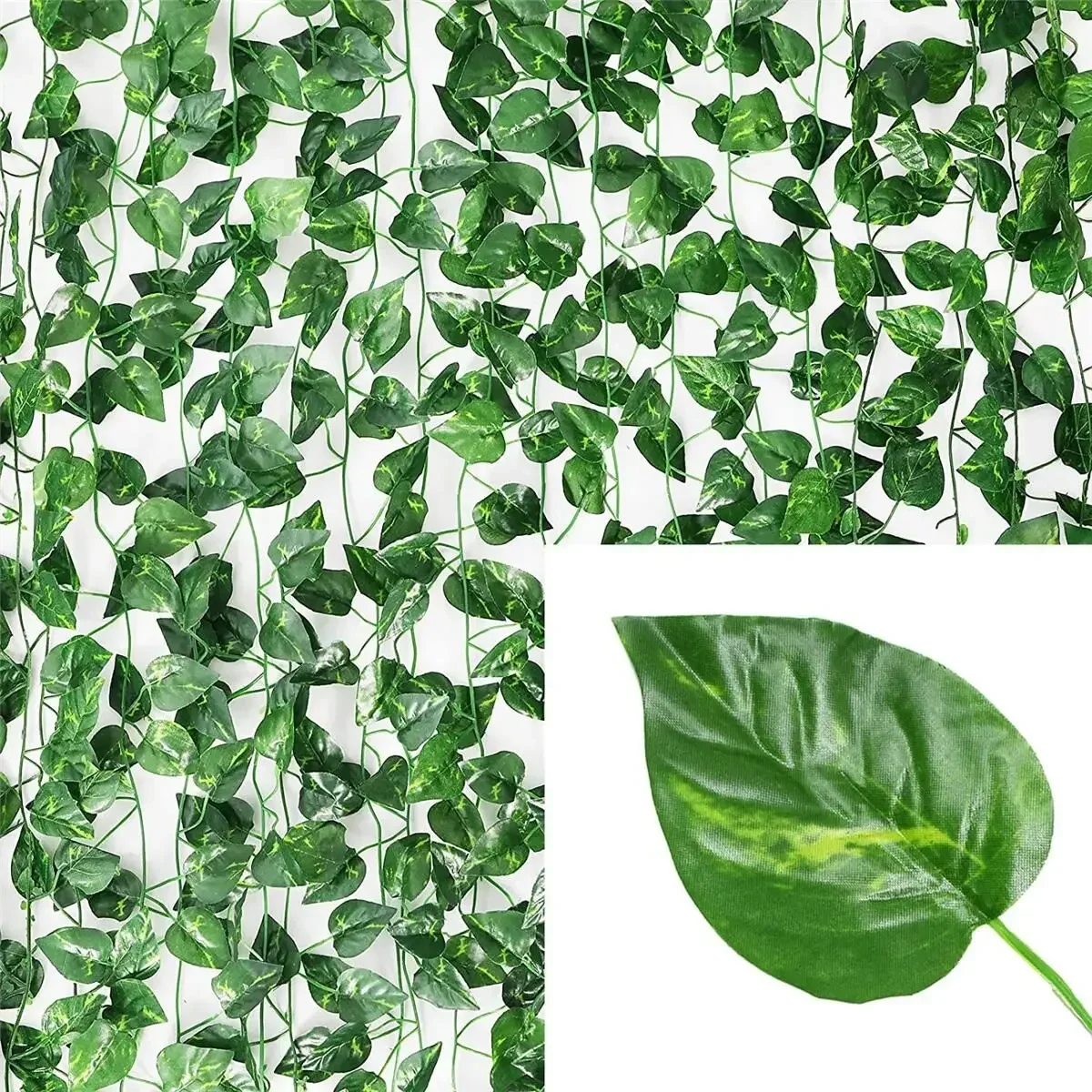 thumbnail image 1 of Artificial Green Ivy Leaf Rattan Creeper Leaves Vine Hanging Garland DIY Fake Flowers Plants for Garden Wedding Party Home Decor, 1 of 5