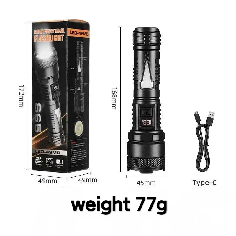 1500W 슈퍼 휴대용 충전식 Led 램프 내장 배터리 방수 높은 전원 Led 손전등 흰색 레이저 야외 토치 라이트