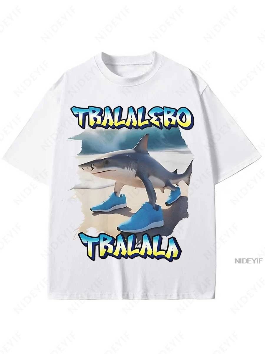 Tralalero Brainrot Tralalero Tralala Divertido Meme De Tiburón Brainrot Camiseta Unisex Camiseta Negra