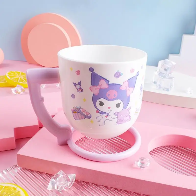 

Sanrios Kids Kuromi Mouthwash Cup Cartoon Home 260Ml Toothbrush Cup Cute Plastic Toiletry Anime Stainless Steel Cup Girl Gift