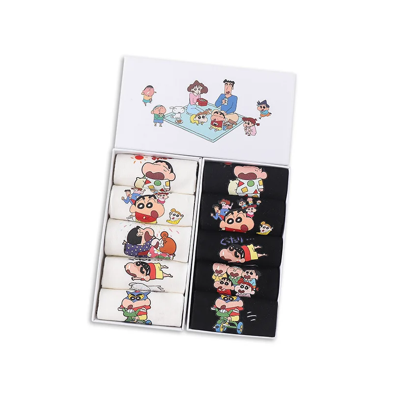 

Носки кавайные Симпатичные Crayon Shin-Chan, Новинка весна-лето, нохара Широ нохара Мисе, подарочный набор с мультяшным принтом, подарок для детей, 5 пар