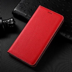 Luxury Genuine Leather Flip Wallet Cover Case - Premium Design for Honor X9A (Red)