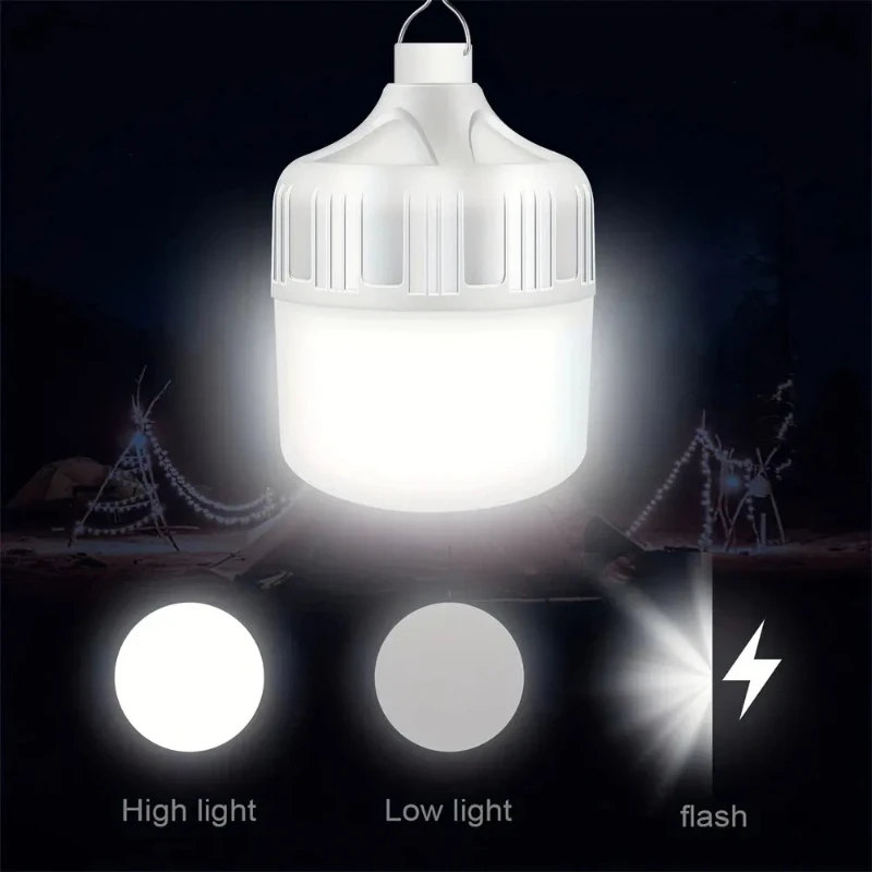 USB Rechargeable Portable Camping Light Bulb, Waterproof Tent Hanging Light, Outdoor Hiking Picnic Fishing Light